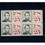 SUA 1960 - Abraham Lincoln, Posta Aeriana, bloc de 4 neuzat