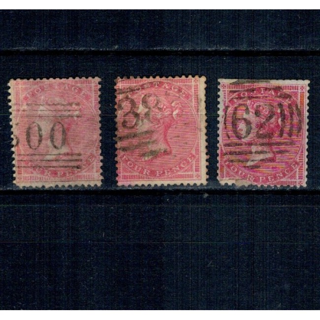 Marea Britanie 1855/1857 - Uzuale Regina Victoria, 4p, lot 3buc stampilate Marea Britanie 1855/1857 - Uzuale Regina Victoria, 4p, lot 3buc stampilate