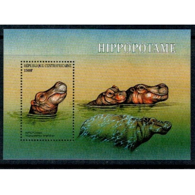 Centrafricaine Republic 2001 - Hipopotam, fauna, colita neuzata Centrafricaine Republic 2001 - Hipopotam, fauna, colita neuzata