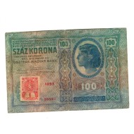 Austro-Ungaria 1912(1919) - 100 korona, cu timbru Cehoslovacia, circulata