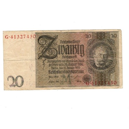 Germania 1929 - 20 Reichsmark, uzata Germania 1929 - 20 Reichsmark, uzata