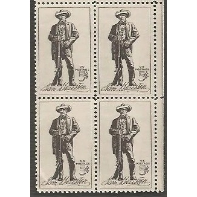 SUA 1964 - Sam Houston, personalități, arme, bloc de 4 neuzat SUA 1964 - Sam Houston, personalități, arme, bloc de 4 neuzat