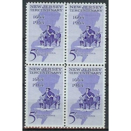 SUA 1964 - New Jersey Tercentenary, bloc de 4 neuzat SUA 1964 - New Jersey Tercentenary, bloc de 4 neuzat