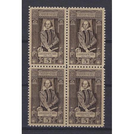 SUA 1964 - W. Shakespeare, personalități, bloc de 4 neuzat SUA 1964 - W. Shakespeare, personalități, bloc de 4 neuzat