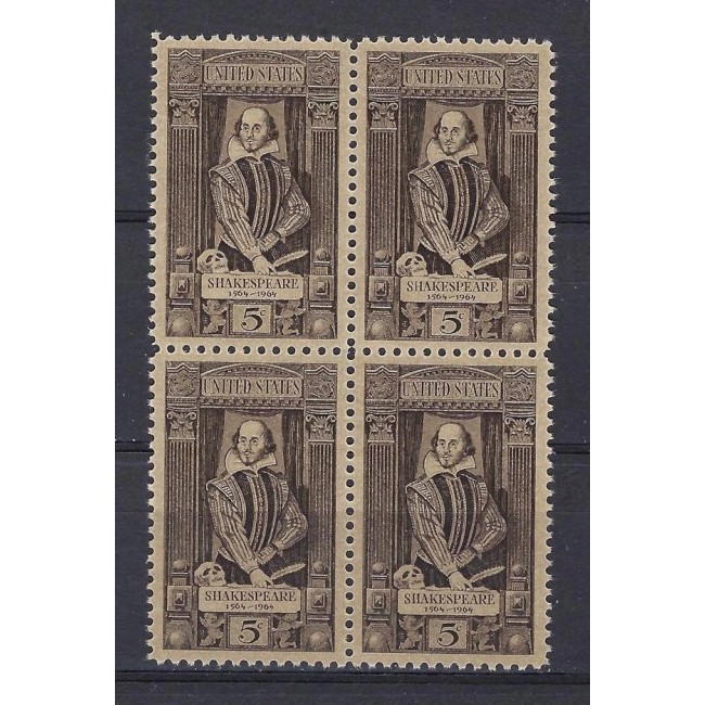 SUA 1964 - W. Shakespeare, personalități, bloc de 4 neuzat SUA 1964 - W. Shakespeare, personalități, bloc de 4 neuzat