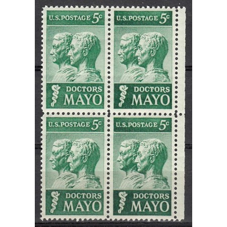 SUA 1964 - Frații Mayo, doctori, medicina, bloc de 4 neuzat SUA 1964 - Frații Mayo, doctori, medicina, bloc de 4 neuzat