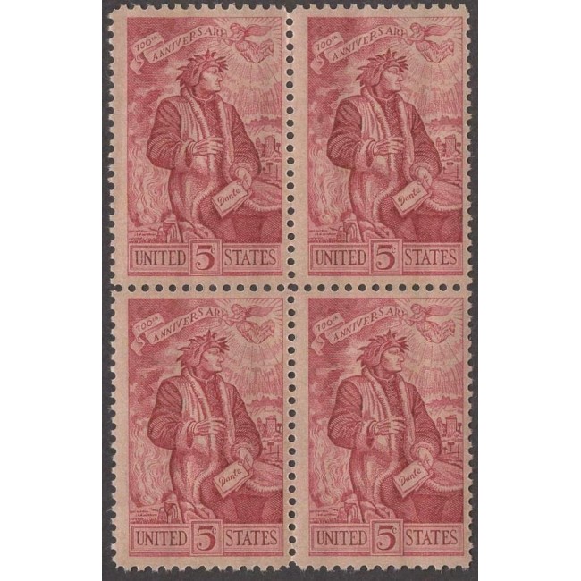 SUA 1965 - Dante Alighieri, bloc de 4 neuzat