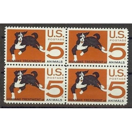 SUA 1966 - Câini, bloc de 4 neuzat SUA 1966 - Câini, bloc de 4 neuzat