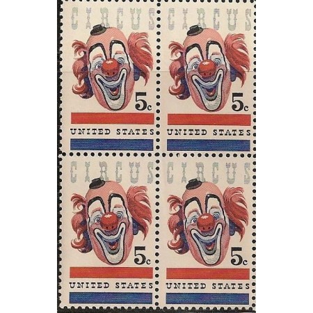 SUA 1966 - Circul, clovn, bloc de 4 neuzat SUA 1966 - Circul, clovn, bloc de 4 neuzat