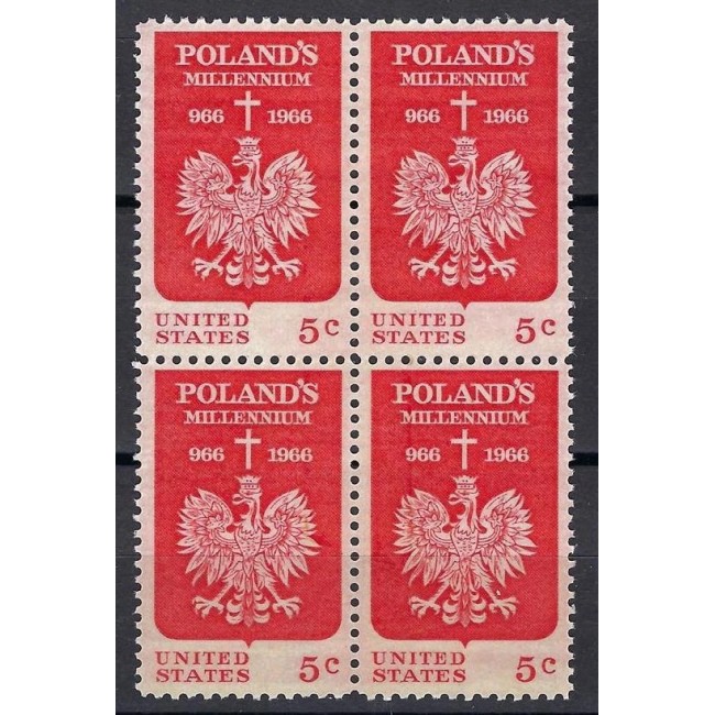 SUA 1966 - Aniversare, Polonia, 1000 de ani, bloc de 4 neuzat SUA 1966 - Aniversare, Polonia, 1000 de ani, bloc de 4 neuzat