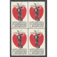 SUA 1966 - Folclor american, Johnny Appleseed, mar, bloc de 4 neuzat