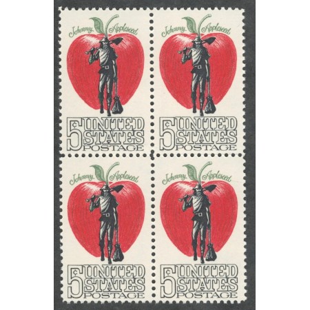 SUA 1966 - Folclor american, Johnny Appleseed, mar, bloc de 4 neuzat SUA 1966 - Folclor american, Johnny Appleseed, mar, bloc de 4 neuzat