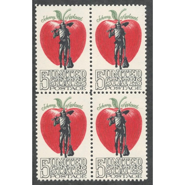 SUA 1966 - Folclor american, Johnny Appleseed, mar, bloc de 4 neuzat SUA 1966 - Folclor american, Johnny Appleseed, mar, bloc de 4 neuzat