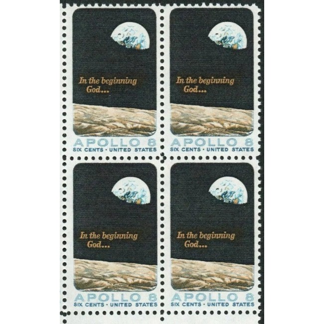 SUA 1969 - Apollo 8, cosmonautica, bloc de 4 neuzat SUA 1969 - Apollo 8, cosmonautica, bloc de 4 neuzat