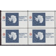 SUA 1971 - Antarctic Treaty, bloc de 4 neuzat