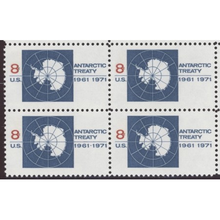 SUA 1971 - Antarctic Treaty, bloc de 4 neuzat SUA 1971 - Antarctic Treaty, bloc de 4 neuzat
