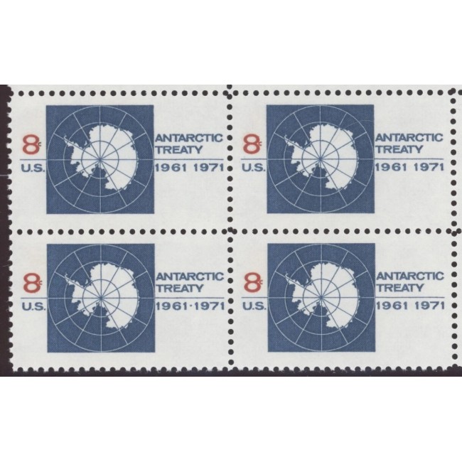 SUA 1971 - Antarctic Treaty, bloc de 4 neuzat SUA 1971 - Antarctic Treaty, bloc de 4 neuzat