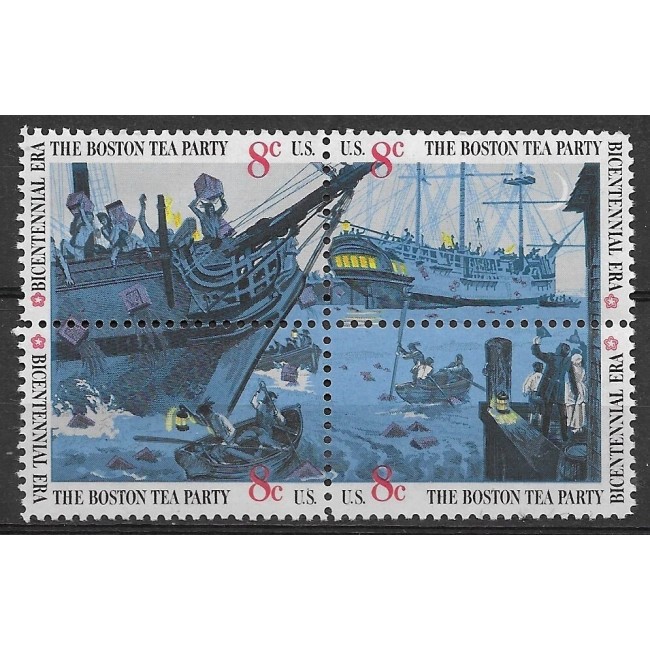 SUA 1973 - Revoluția Americana, Boston Tea Party, vapoare, serie neuzata SUA 1973 - Revoluția Americana, Boston Tea Party, vapoare, serie neuzata