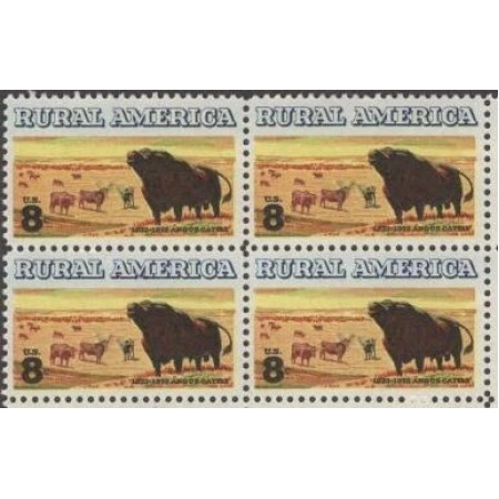 SUA 1973 - Rural America, animale, bloc de 4 neuzat SUA 1973 - Rural America, animale, bloc de 4 neuzat