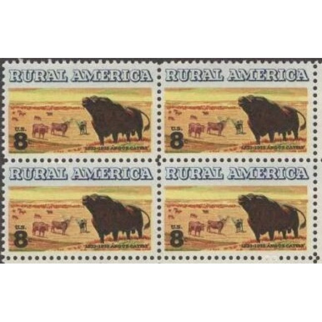 SUA 1973 - Rural America, animale, bloc de 4 neuzat