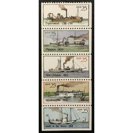 SUA 1989 - Nave cu aburi, vapoare, serie neuzata, din carnet SUA 1989 - Nave cu aburi, vapoare, serie neuzata, din carnet