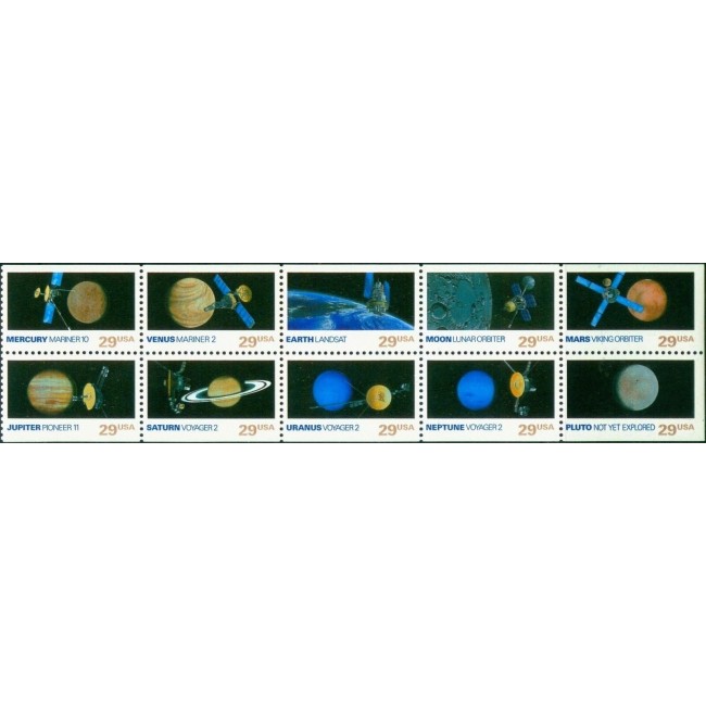 SUA 1991 - Sistemul solar, explorare, serie neuzata, din carnet