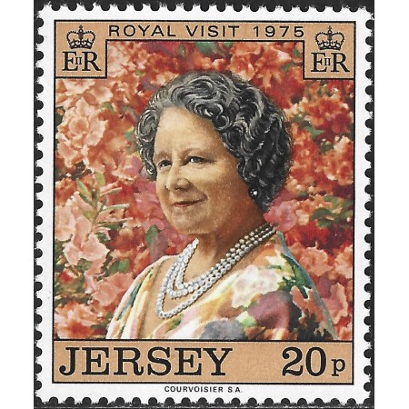 Jersey 1975 - Royal Visit, Regina Mama, neuzat Jersey 1975 - Royal Visit, Regina Mama, neuzat