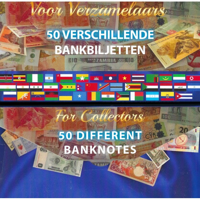 Pachet 50 bancnote străine diferite, necirculate - STERTER SET Pachet 50 bancnote străine diferite, necirculate - STERTER SET