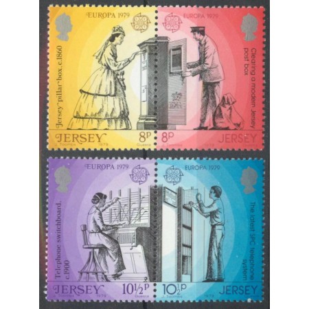 Jersey 1979 - Europa, telecomunicații, istorie poștala, serie neuzata Jersey 1979 - Europa, telecomunicații, istorie poștala, serie neuzata