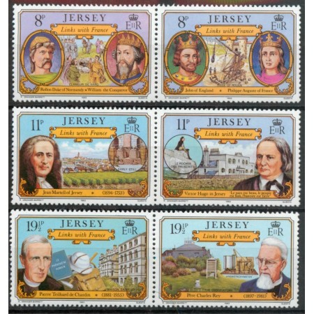 Jersey 1982 - Personalități, legăturile cu Franța, serie neuzata Jersey 1982 - Personalități, legăturile cu Franța, serie neuzata