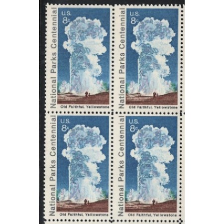 SUA 1972 - Parcuri Naționale, Yellowstone, bloc de 4 neuzat SUA 1972 - Parcuri Naționale, Yellowstone, bloc de 4 neuzat