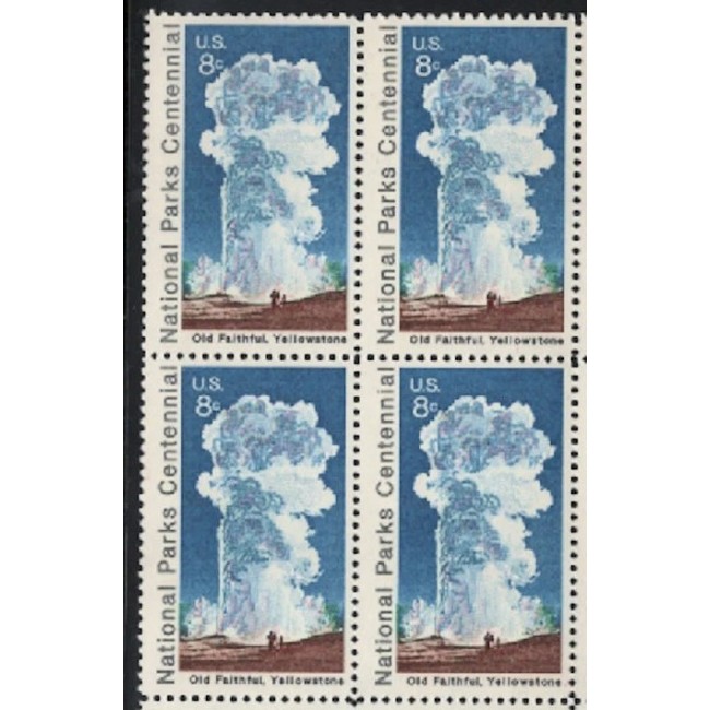 SUA 1972 - Parcuri Naționale, Yellowstone, bloc de 4 neuzat SUA 1972 - Parcuri Naționale, Yellowstone, bloc de 4 neuzat