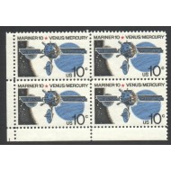 SUA 1975 - Mariner 10, planetele Venus si Mercur, bloc de 4 neuzat