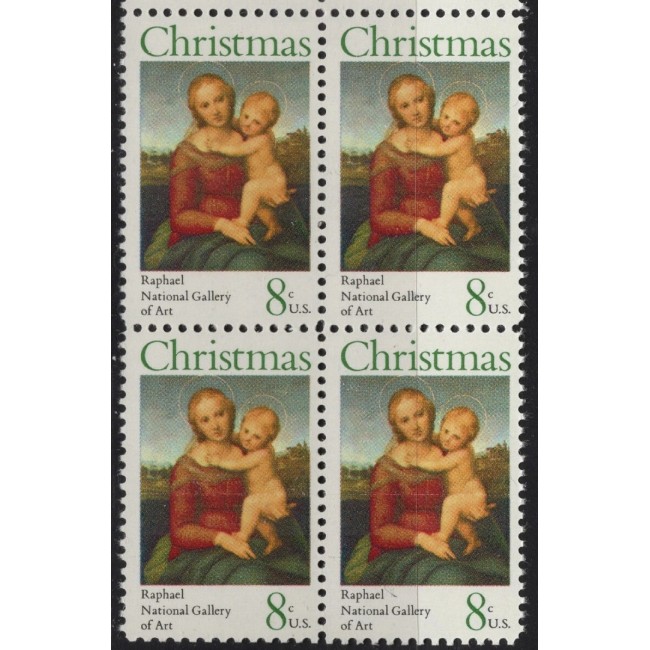 SUA 1973 - Crăciun, Raphael, pictura, arta, bloc de 4 neuzat SUA 1973 - Crăciun, Raphael, pictura, arta, bloc de 4 neuzat