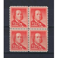 SUA 1954 - Benjamin Franklin, uzual 1/2c, bloc de 4 neuzat
