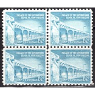 SUA 1954 - Palatul Guvernatorului din Santa Fe, uzual 1 1/4c, bloc de 4 neuzat