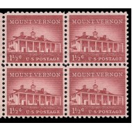 SUA 1954 - Mount Vernon, uzual 1 1/2c, bloc de 4 neuzat