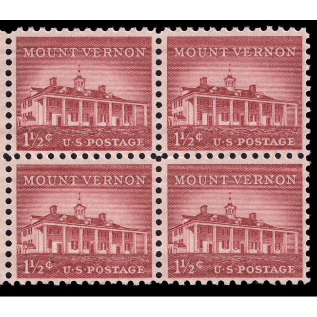 SUA 1954 - Mount Vernon, uzual 1 1/2c, bloc de 4 neuzat SUA 1954 - Mount Vernon, uzual 1 1/2c, bloc de 4 neuzat