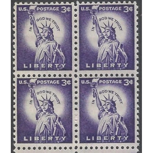 SUA 1954 - Liberty, uzual 3c, bloc de 4 neuzat