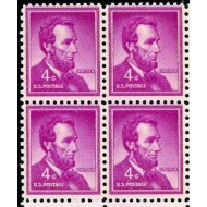 SUA 1954 - Abraham Lincoln, uzual 4c, bloc de 4 neuzat
