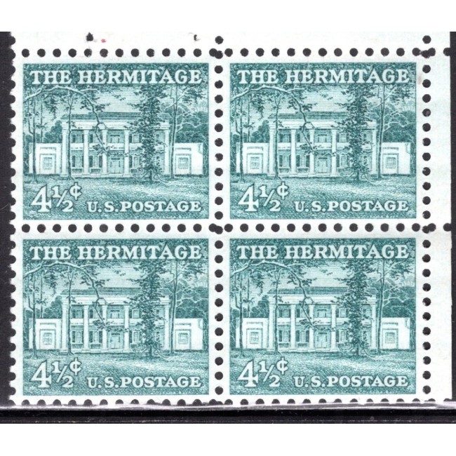 SUA 1954 - The Hermitage, uzual 4 1/2c, bloc de 4 neuzat SUA 1954 - The Hermitage, uzual 4 1/2c, bloc de 4 neuzat