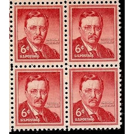 SUA 1954 - Th. Roosevelt, uzual 6c, bloc de 4 neuzat