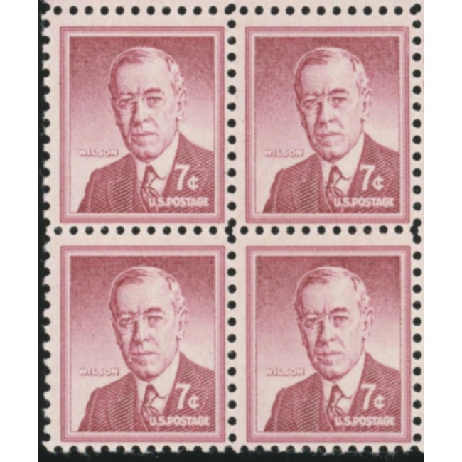 SUA 1956 - W. WIlson, uzual 7c, bloc de 4 neuzat SUA 1956 - W. WIlson, uzual 7c, bloc de 4 neuzat