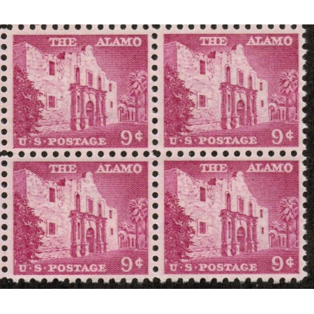 SUA 1956 - Alamo, uzual 9c, bloc de 4 neuzat