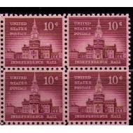 SUA 1956 - Independence Hall, uzual 10c, bloc de 4 neuzat