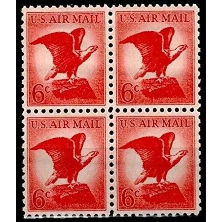 SUA 1963 - Uzual 6c, vultur, Posta Aeriana, bloc de 4 neuzat