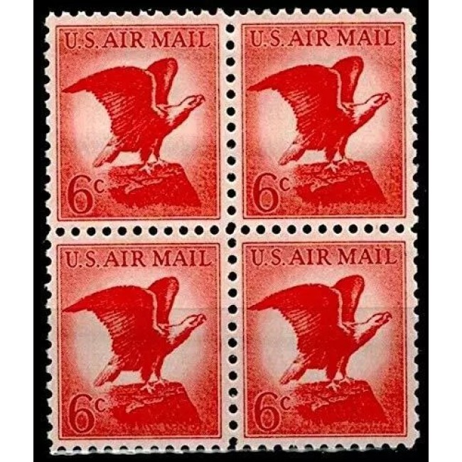 SUA 1963 - Uzual 6c, vultur, Posta Aeriana, bloc de 4 neuzat SUA 1963 - Uzual 6c, vultur, Posta Aeriana, bloc de 4 neuzat