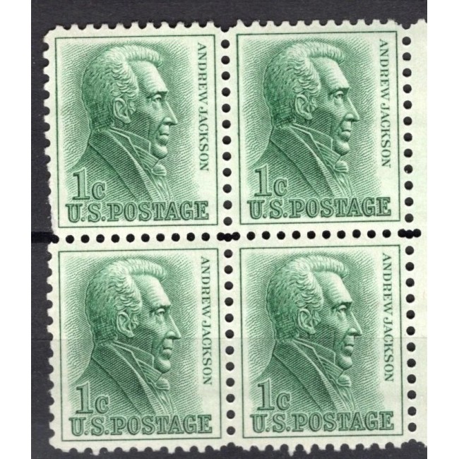 SUA 1961 - Uzual 1c, Andrew Jackson, bloc de 4 neuzat SUA 1961 - Uzual 1c, Andrew Jackson, bloc de 4 neuzat