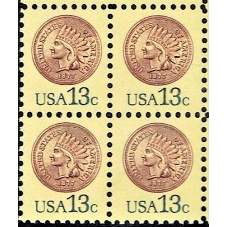 SUA 1978 - Uzual 13c, Indian Head penny, bloc de 4 neuzat SUA 1978 - Uzual 13c, Indian Head penny, bloc de 4 neuzat
