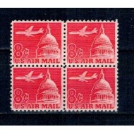 SUA 1962 - Posta Aeriana, 6c, avion deasupra Clădirii Capitoliului, bloc de 4 neuzat